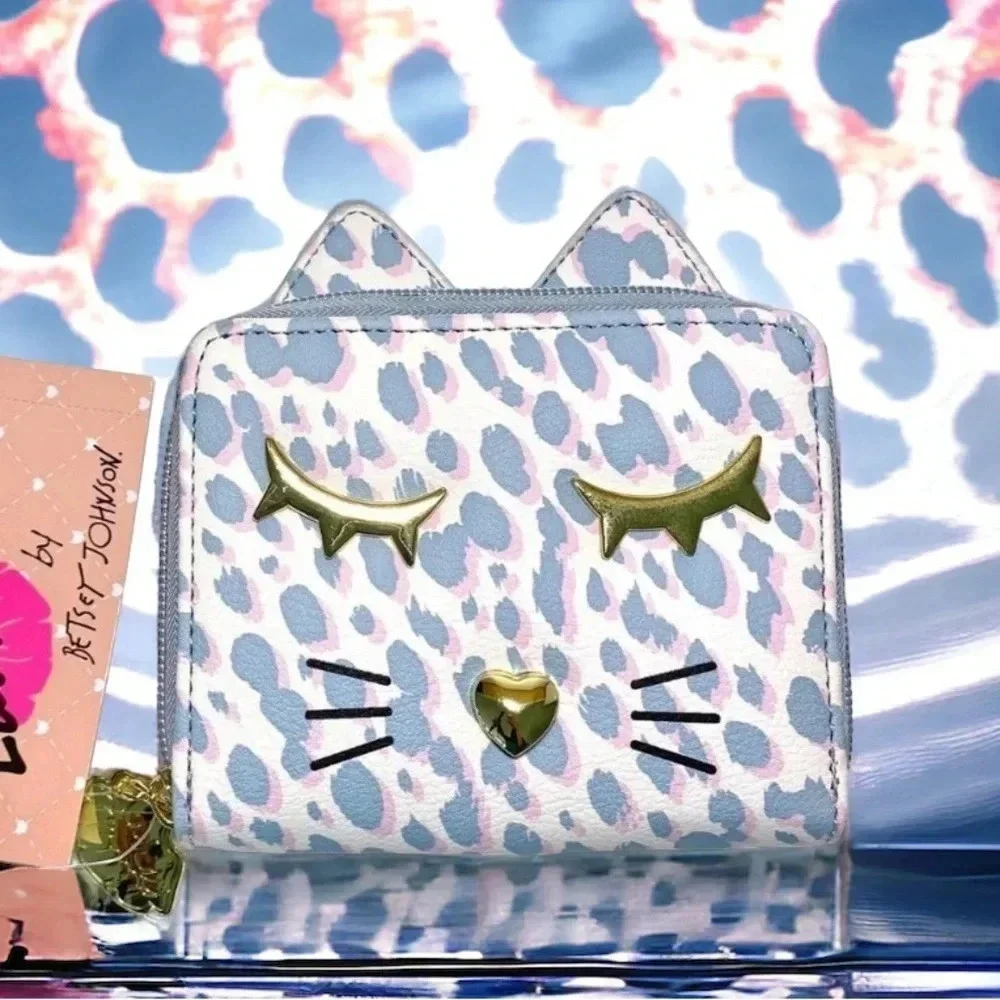 Betsey Johnson Leopard Print Kitty Cat Bag Wallet NWT